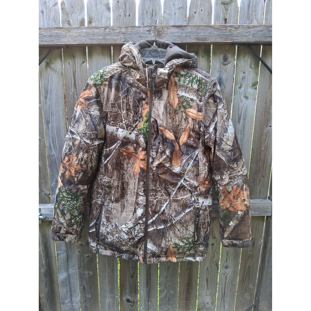 Hooded Realtree Edge Camo Men's Mid-Length Insulated Hunting Parka Jacket Small